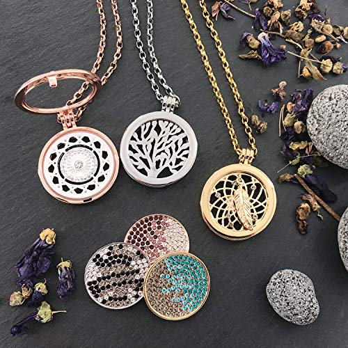 Morella Mujeres Collar 70 cm Acero Inoxidable y Colgante Amuleto Coin 33 mm atrapasueños-Pluma de Buena Suerte de Color Plata para Damas, en Bolsa para Joyas