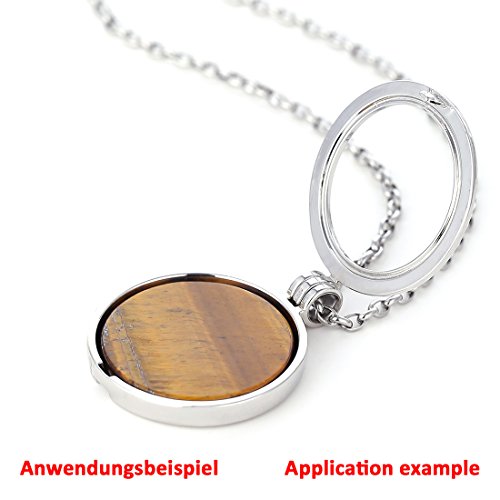 Morella Mujeres Collar 70 cm Acero Inoxidable y Colgante Amuleto Coin 33 mm atrapasueños-Pluma de Buena Suerte de Color Plata para Damas, en Bolsa para Joyas