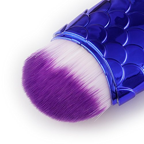MORETIME Mermaid fish scale pincel de maquillaje profesional de múltiples funciones pincel de cola de pescado en polvo colorete pincel de maquillaje