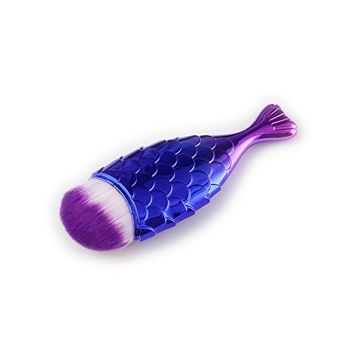 MORETIME Mermaid fish scale pincel de maquillaje profesional de múltiples funciones pincel de cola de pescado en polvo colorete pincel de maquillaje