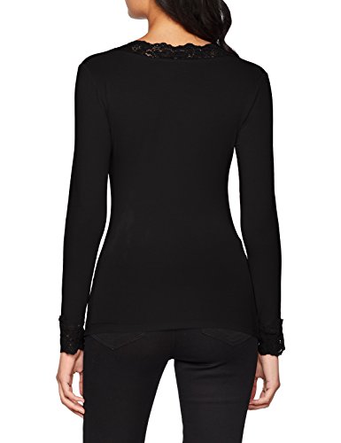 Morgan Tshirt Manches Longues Col V Dentelle Tracy T-Shirt, Negro (Noir 100), X-Large (Talla del Fabricante: TXL) Women's
