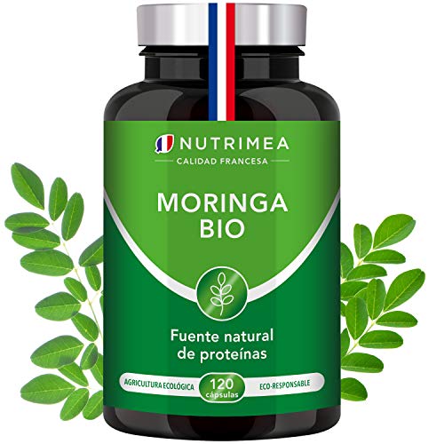 Moringa Oleifera Bio 120 Cápsulas | Superfood Antioxidante Natural Sistema Inmunológico Energía Proteina Vegetal | 400 mg Polvo de Moringa Apto para Veganos | Fabricado en Francia