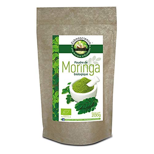 Moringa oleifera Bio - Hoja de Moringa Cruda en polvo, Comercio Justo | 200g | Ecoidées
