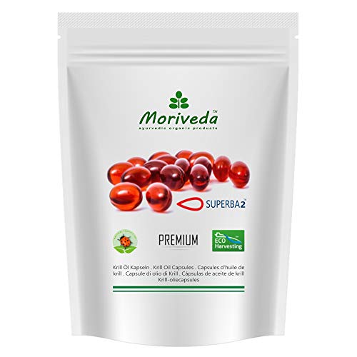MoriVeda® - Cápsulas de aceite de Krill Superba: aceite de krill premium con Omega 3,6,9, astaxantina esterificada, fosfolípidos, colina, vitamina E (1x60 cápsulas)