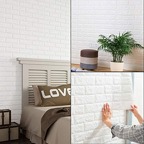 MorNon 3D Papel Pintado 3D Paneles PVC Pared Autoadhesiva Paneles De Pared Adhesivo De Pared De Ladrillo para Un Espacio Hogareño Seguro para La Familia 10Pcs