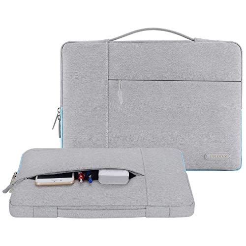 MOSISO Funda Blanda Compatible con 13-13,3 Pulgadas MacBook Air/MacBook Pro Retina/2019 Surface Laptop 3/Surface Book 2, Poliéster Maletín Protectora Multifuncional Bolso, Gris & Azul Caliente
