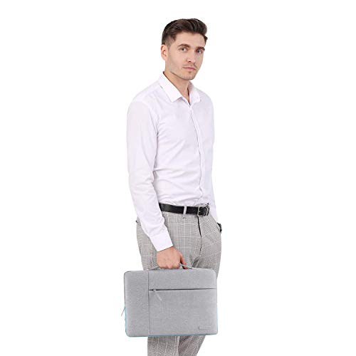 MOSISO Funda Blanda Compatible con 13-13,3 Pulgadas MacBook Air/MacBook Pro Retina/2019 Surface Laptop 3/Surface Book 2, Poliéster Maletín Protectora Multifuncional Bolso, Gris & Azul Caliente