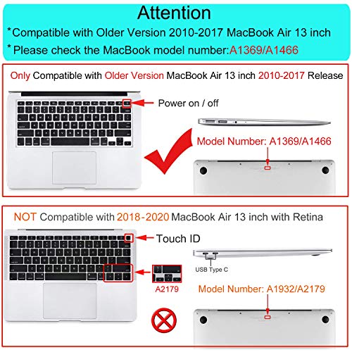 MOSISO Funda Dura Compatible con MacBook Air 13 Pulgadas (A1369 / A1466, Versión 2010-2017), Ultra Delgado Carcasa Rígida Protector de Plástico Cubierta, Turquesa
