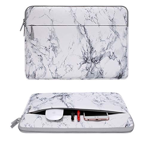 MOSISO Funda Protectora Compatible con 14-15 Pulgadas 2019 2018 2017 2016 MacBook Pro A1990 A1707/DELL Lenovo HP Acer ASUS Samsung de Portátil, Bolsa Blanda de Estilo Mármol Caja Cubierta, Blanco