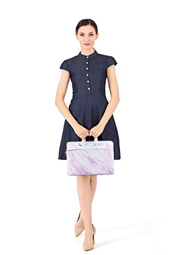 MOSISO Funda Protectora Compatible con 2019 MacBook Pro 16 A2141/15-15.6 MacBook Pro Retina/Surface HP Lenovo Acer ASUS de Portáti, Bolsa de Hombro Blanda Maletín Bandolera de Patrón Mármol, Rosa