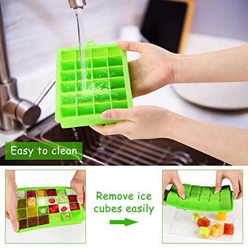 MOSOTECH Bandejas Hielo de 2 Packs, Cubitera Hielo Silicona con Tapa, Certificada LFGB y Sin BPA, Moldes Silicona para Refrigeradas, Whisky, Cócteles, Chocolate y Repostería - Verde