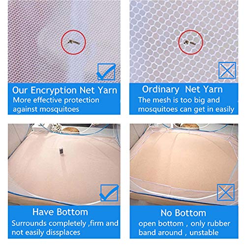 Mosquiteras desplegables para camas dobles, cremalleras de doble puerta mosquiteras portátiles para carpas instalación rápida y fácil sin productos químicos sin ganchos