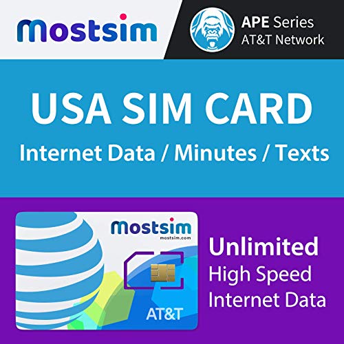 Most SIM - AT&T EE.UU. Tarjeta SIM 7 Días, Datos a Alta Velocidad/Llamadas/Mensajes de Texto Ilimitados, Red AT&T para EE.UU.