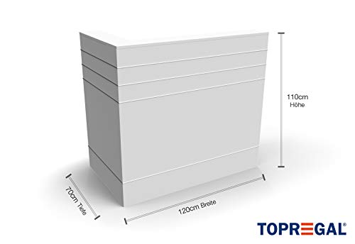 Mostrador de recepción Petra, mercancía B - Mostrador de oficina, despacho, peluquería, etc. B120 x H110 x T70cm, Weiss