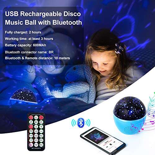 MOSUO Lámpara Proyector Estrellas Oceano Luz Nocturna Infantil, USB Recargable LED Proyector para Niños con Bluetooth y Control Remoto 16 Modos 4 Temporizador 360°Rotación para Bebé Regalo Fiesta