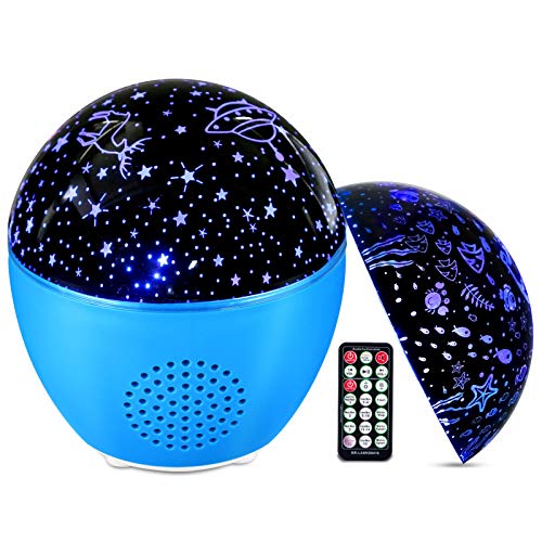 MOSUO Lámpara Proyector Estrellas Oceano Luz Nocturna Infantil, USB Recargable LED Proyector para Niños con Bluetooth y Control Remoto 16 Modos 4 Temporizador 360°Rotación para Bebé Regalo Fiesta