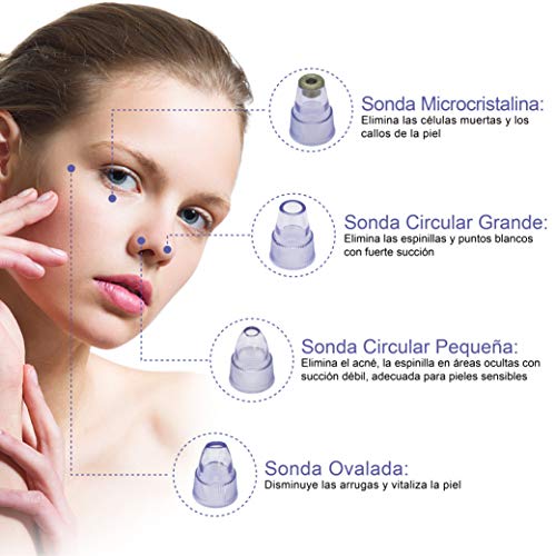 MOULEI Limpiador de Poros Eléctrico Succionador de Puntos Negros 4 en 1 Eliminador puntos negros 4 Cabezales 5 Velocidad Potente Extractor para Limpieza de Poros Nariz