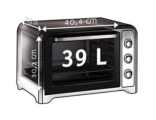 Moulinex Optimo OX484810 - Horno de Conveccción 39 L, 6 Modos de Cocción con Termostato de hasta 240º y Temporizador hasta 120 Minutos, Bandeja de Horneado y Rejillas Reversibles, Diseño Compacto