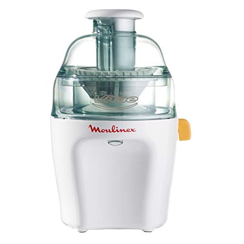 Moulinex Vitae JU200045 - Licuadoras para Verduras y Frutas, 200 W, Velocidad 12.800 rpm, Tapa y Contenedor Pulpa Transparente, Extractor de Jugos con Filtro de Inoxidable Compatible Lavavajillas