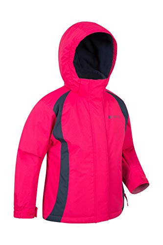 Mountain Warehouse Chaqueta de esquí Honey para niños - Chaqueta Impermeable a la Nieve para niños, puños Ajustables, Abrigo de Invierno con Forro de Felpa Interior Rosa Oscuro 7-8 Años