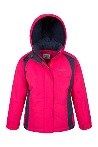 Mountain Warehouse Chaqueta de esquí Honey para niños - Chaqueta Impermeable a la Nieve para niños, puños Ajustables, Abrigo de Invierno con Forro de Felpa Interior Rosa Oscuro 7-8 Años
