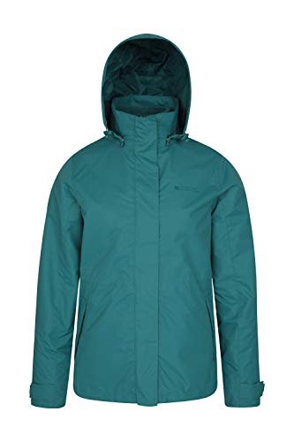 Mountain Warehouse Chaqueta Fell 3 en 1 para Mujer - Abrigo Impermeable, Chaquetas Ajustables con Capucha, Bolsillos con Cremallera, Capucha Plegable - para el Invierno Verde 40