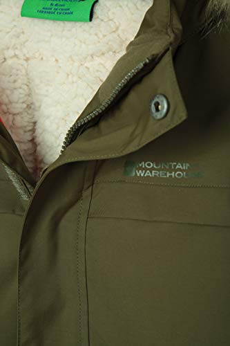 Mountain Warehouse Parka de niños Samuel. Resistente al Agua, con Forro Polar de Microfibra y Varios Bolsillos, Incluido uno Interno. Caqui 2-3 Años