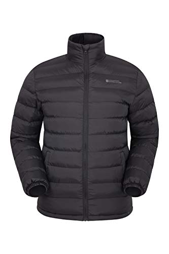 Mountain Warehouse Vista Chaqueta Acolchada para Hombre - Impermeable, Acolchada y Abrigada - Ideal para Viajes de Primavera y Verano, Acampada, Senderismo Negro L