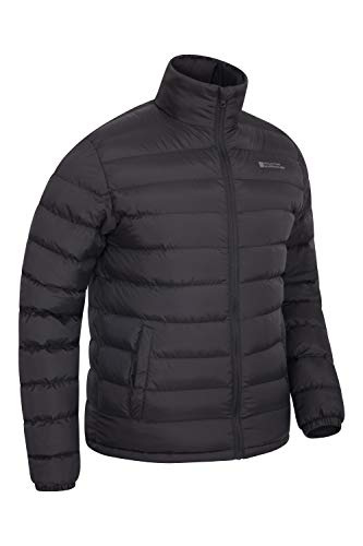Mountain Warehouse Vista Chaqueta Acolchada para Hombre - Impermeable, Acolchada y Abrigada - Ideal para Viajes de Primavera y Verano, Acampada, Senderismo Negro L