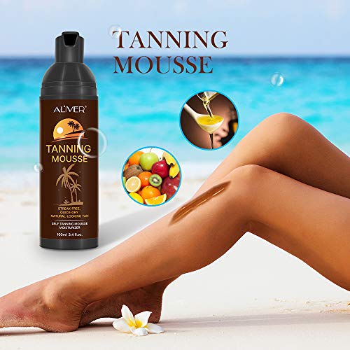 Mousse Autobronceador Mousse Hidratante Bronceador Orgánico Natural Bronceado Oscuro para Rostro, Cuerpo y Piel Sensible 100ml