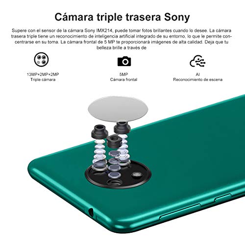 Móvil Libre, OUKITEL C19 Smartphone Dual SIM 4G,Pantalla HD+ de 6.49" 4000 mAh Bateria Triple Cámara Trasera de 13MP,2GB+16GB (256GB Ampliable) Telefono Movil Face ID,Verde