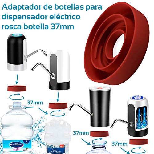 MovilCom® - Adaptador de Botella para dispensador de Agua Eléctrico Compatible con Botellas 5, 6, 8, 10, 12 litros | para Botellas o adaptadores con diámetro 37mm (37mm)