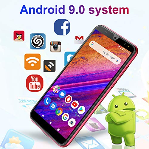 Moviles Libres 4G,6.0Pulgadas 3GB RAM 32GB ROM / 64GB Smartphone Libre Android 9.0 Face ID teléfonos móviles gratuitos, 8MP 4600mAh,Dual SIM Quad Core Moviles Buenos (Rojo)