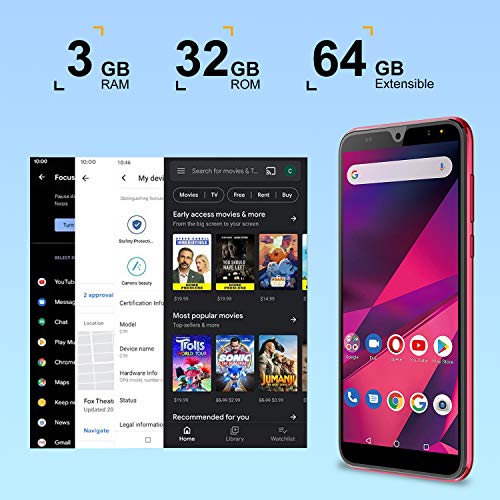 Moviles Libres 4G,6.0Pulgadas 3GB RAM 32GB ROM / 64GB Smartphone Libre Android 9.0 Face ID teléfonos móviles gratuitos, 8MP 4600mAh,Dual SIM Quad Core Moviles Buenos (Rojo)