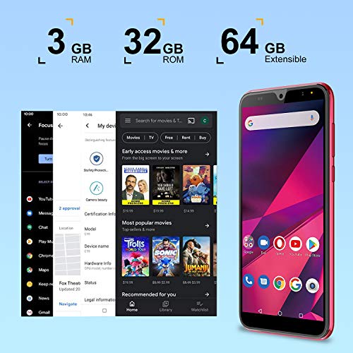 Moviles Libres 4G,6.0Pulgadas 3GB RAM 32GB ROM / 64GB Smartphone Libre Android 9.0 Face ID teléfonos móviles gratuitos, 8MP 4600mAh,Dual SIM Quad Core Moviles Buenos (Rojo)