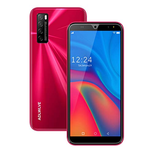 Moviles Libres 4G,6.0Pulgadas 3GB RAM 32GB ROM / 64GB Smartphone Libre Android 9.0 Face ID teléfonos móviles gratuitos, 8MP 4600mAh,Dual SIM Quad Core Moviles Buenos (Rojo)