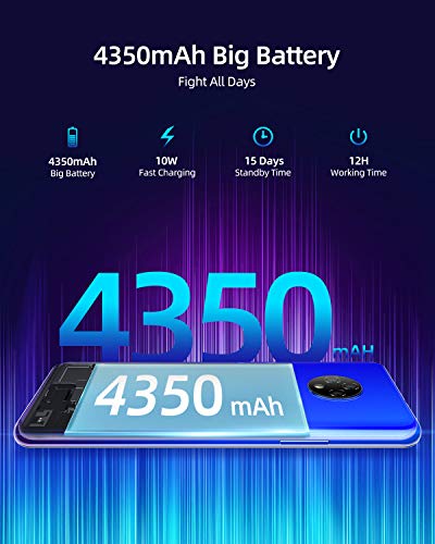 Moviles Libres, DOOGEE X95 Smartphone Libre 2020, 6.52 Pulgadas 19.5:9 HD+ Pantalla 4G Telefonos, 4350mAh, 13MP+2MP+2MP+5MP, Android 10.0 Smartphone, 16GB ROM,128GB SD, Dual SIM Face ID, Azul