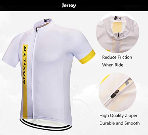 Moxilyn Ropa de Ciclismo para Hombre Traje de Bicicleta Conjunto de Verano Top + Bib Shorts Acolchados, Almohadilla de Asiento de Gel 9D para Montar En Bicicleta Conjunto Cómodo y De Secado Rápido