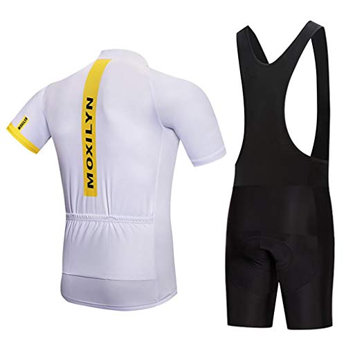 Moxilyn Ropa de Ciclismo para Hombre Traje de Bicicleta Conjunto de Verano Top + Bib Shorts Acolchados, Almohadilla de Asiento de Gel 9D para Montar En Bicicleta Conjunto Cómodo y De Secado Rápido