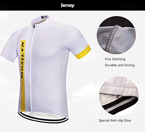 Moxilyn Ropa de Ciclismo para Hombre Traje de Bicicleta Conjunto de Verano Top + Bib Shorts Acolchados, Almohadilla de Asiento de Gel 9D para Montar En Bicicleta Conjunto Cómodo y De Secado Rápido