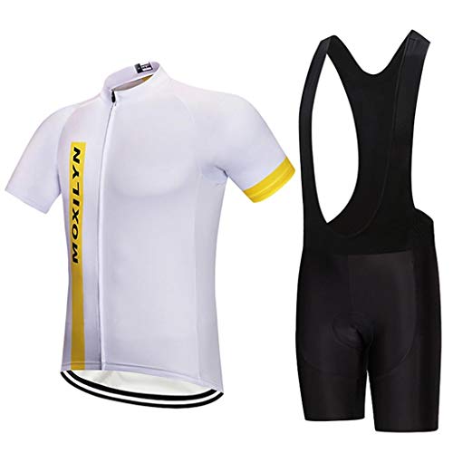 Moxilyn Ropa de Ciclismo para Hombre Traje de Bicicleta Conjunto de Verano Top + Bib Shorts Acolchados, Almohadilla de Asiento de Gel 9D para Montar En Bicicleta Conjunto Cómodo y De Secado Rápido