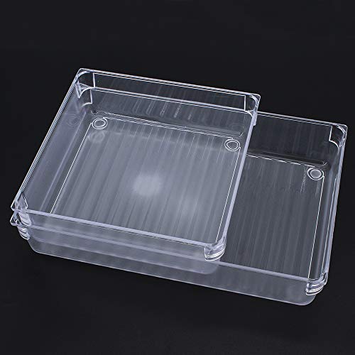 MoYouno Juego de 6 bandejas organizadoras de cajones, Cajas de Almacenamiento divisorias Transparentes de plástico de 3 tamaños para tocador, cosméticos, Cocina, Dormitorio, lápiz Labial (6pcs)