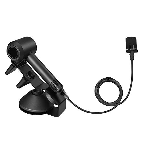 MoYouno Soporte para secador de Pelo supersónico Dyson, Organizador de baño para Herramientas de Cuidado de secador de Pelo Dyson, Soporte para Boquilla, Soporte para Enchufe (Black)