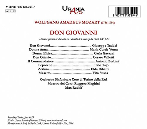 Mozart : Don Giovanni. Taddei, Tajo, Valletti, Gavazzi, Ribetti, Rudolf.