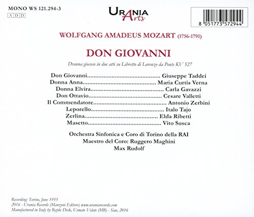 Mozart : Don Giovanni. Taddei, Tajo, Valletti, Gavazzi, Ribetti, Rudolf.