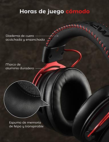 Mpow Air SE Auriculares para Juegos, Auriculares para Juegos con Sonido Envolvente con micrófono con cancelación de Ruido, Auriculares multiplataforma para PC / PS4 / Xbox One/Switch