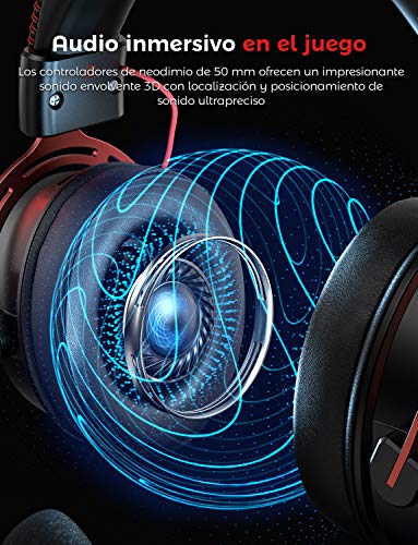Mpow Air SE Auriculares para Juegos, Auriculares para Juegos con Sonido Envolvente con micrófono con cancelación de Ruido, Auriculares multiplataforma para PC / PS4 / Xbox One/Switch