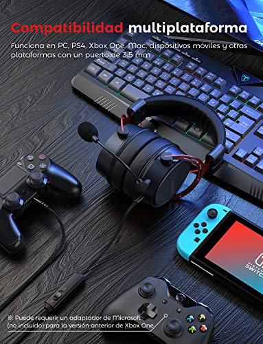 Mpow Air SE Auriculares para Juegos, Auriculares para Juegos con Sonido Envolvente con micrófono con cancelación de Ruido, Auriculares multiplataforma para PC / PS4 / Xbox One/Switch