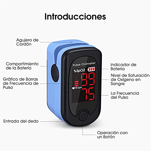 Mpow Dedo Oxímetro de Pulso, Pulsioxímetro de Dedo Pulsómetro Digital, Lector de Pulso Digital de Lectura Instantánea, Sensor de Oxígeno y Monitor de Frecuencia de Pulso