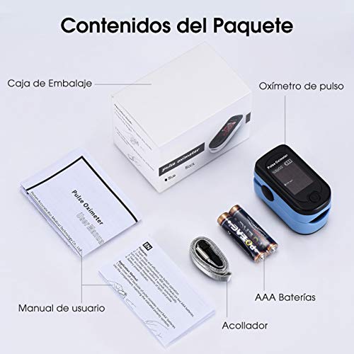 Mpow Oxímetro de Pulso, Pulsioxímetro de Dedo Digital con Pantalla LED, Lectura Instantánea，Para el cuidado de la salud familiar